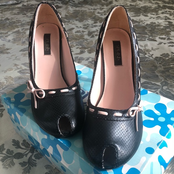 PinUp Vintage Peep Toe Bow Heels - Picture 2 of 8